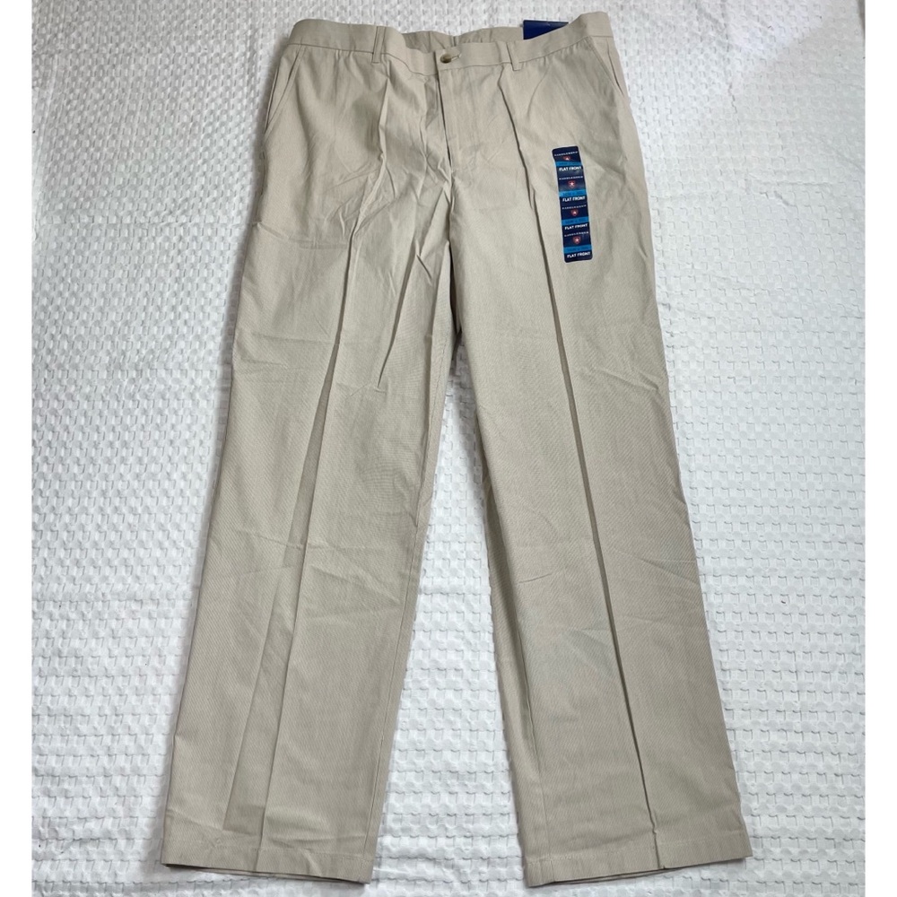 Saddlebred Pants 36x30 Men’s NWT Straight Tan Pinfeather Stripe Chino Flat Front